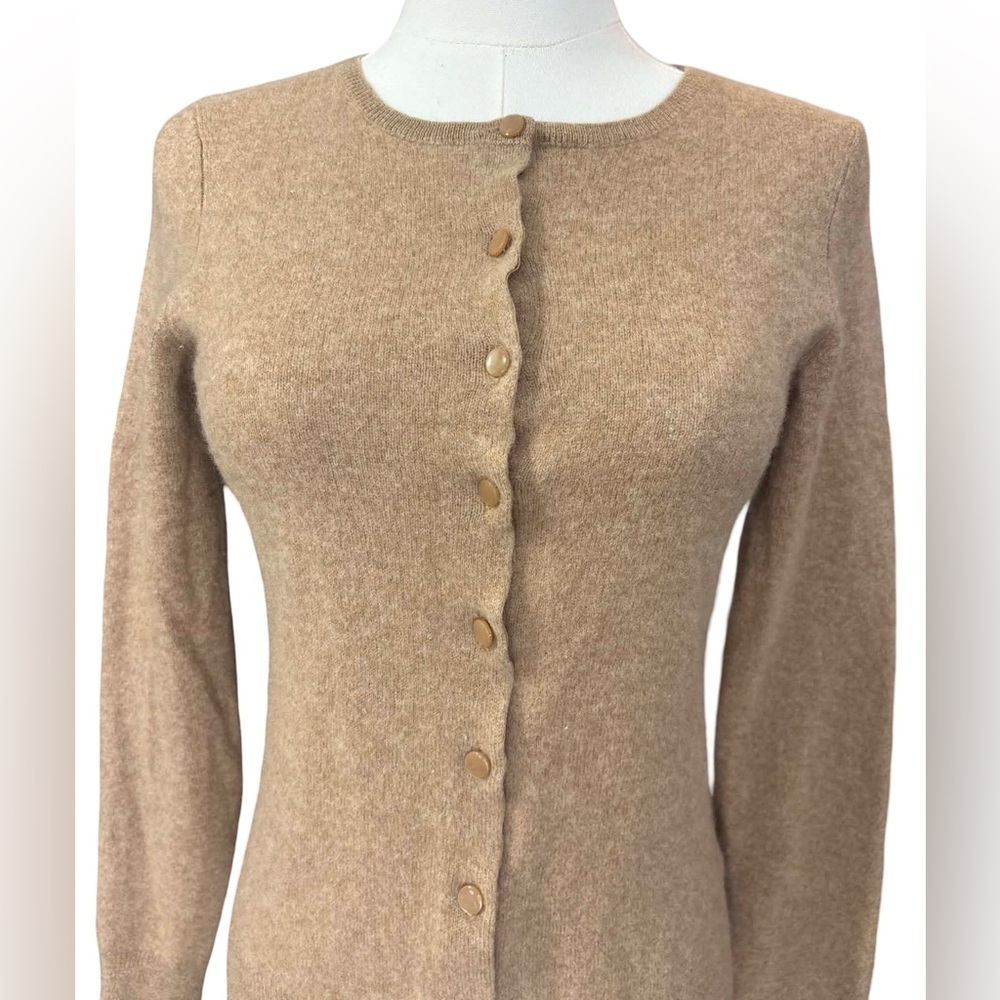 Charter Club 100% Cashmere luxury Tan Button Up Cardigan - Picture 2 of 6